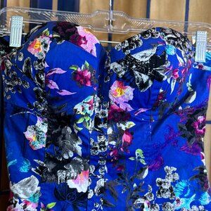 bebe Blue Floral Bustier Corset Top Medium